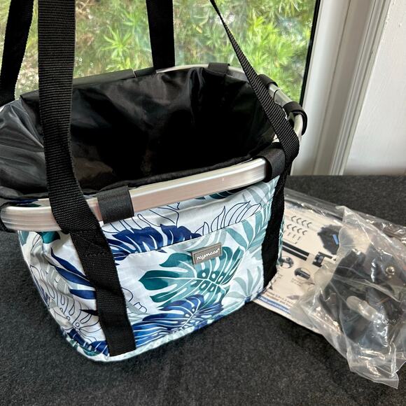 Raymace Floral Bike Handlebar Basket – Foldable Tote with Mounting Kit, New - Picture 4 of 10